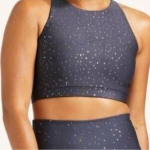 PELOTON Show UP Sparkle Starry moody blue  sports athletic Bra XS